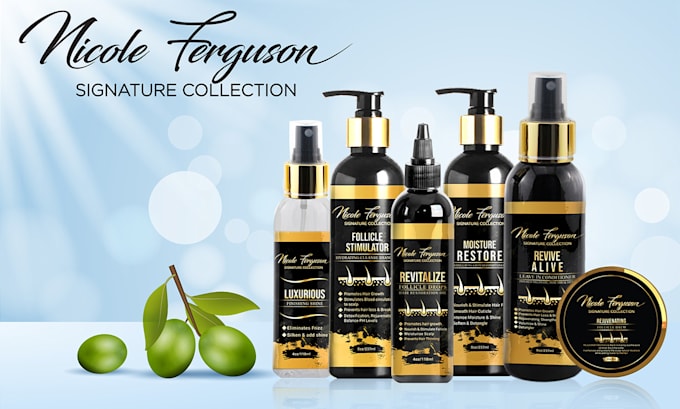 do luxury hair product label and packaging design