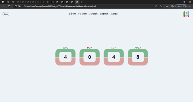 build a political website and an election collation system for your election