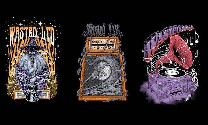 design psychedelic trippy artwork for band merch or poster