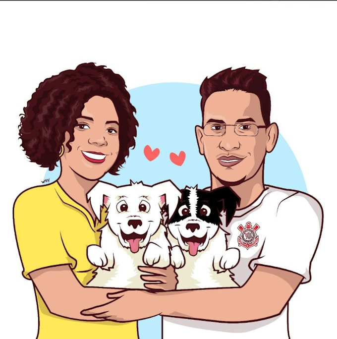 Create illustrations of you, your family and pets anda what else to ...