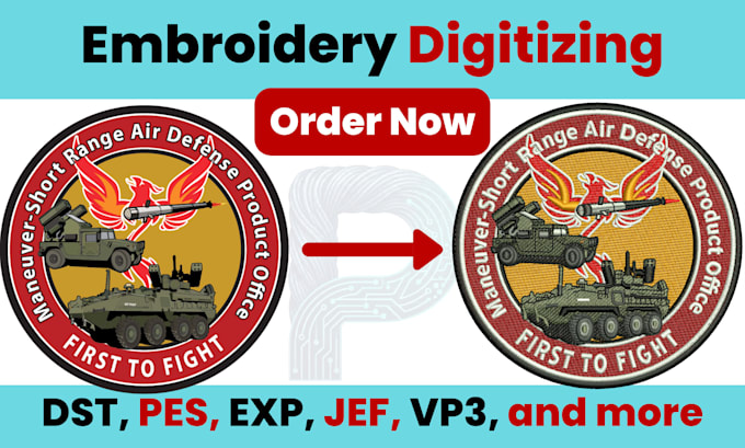 do professional embroidery digitizing to dst pes exp in 1hr
