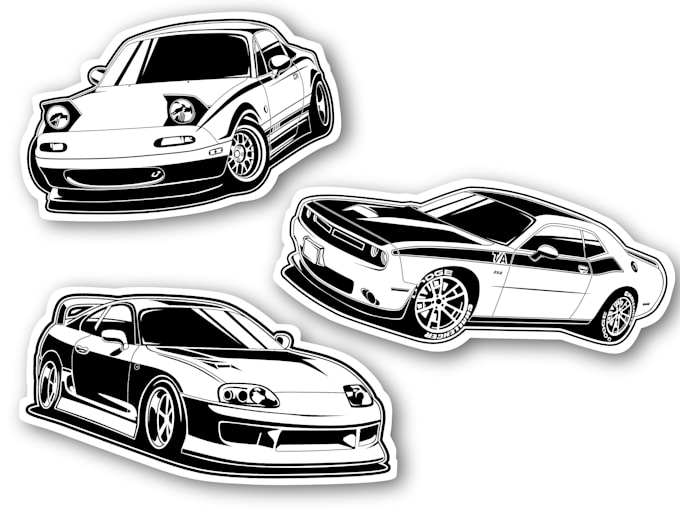 draw your car into black and white vector art