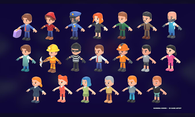 create stylized 3d game characters for your mobile game