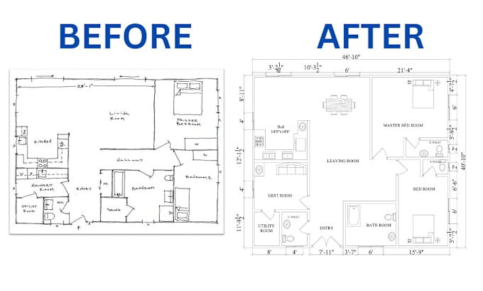 Do autocad 2d floor plan architectural floor plan by Juwel6060 | Fiverr