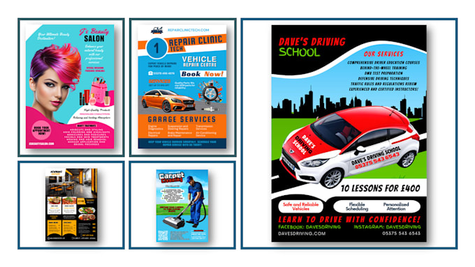 design a cartoon style business flyer menu or price list
