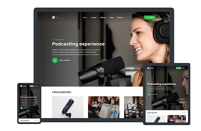 create a professional podcast website or landing page