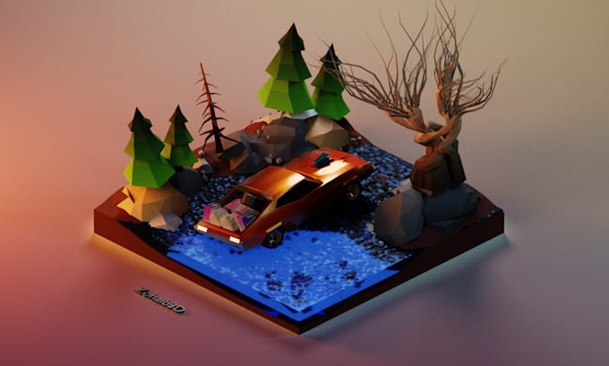model 3d low poly game ready assets and environment