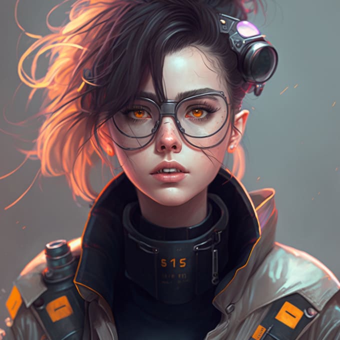 Create a realistic cyberpunk illustration in anime style by ...