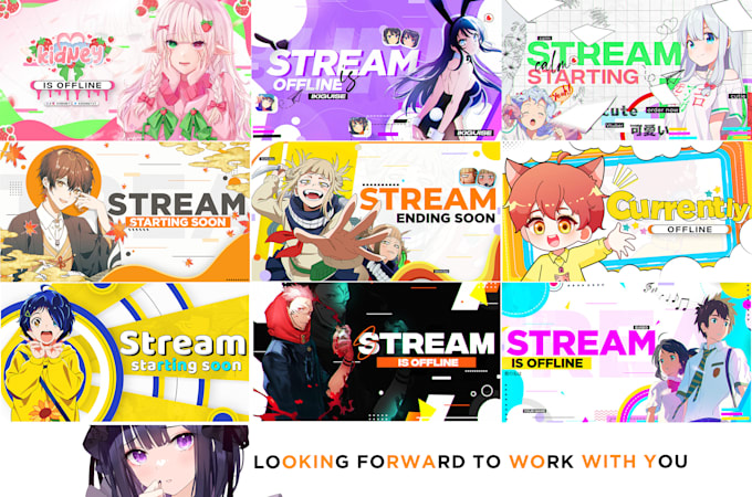 design anime stream overlay for twitch youtube