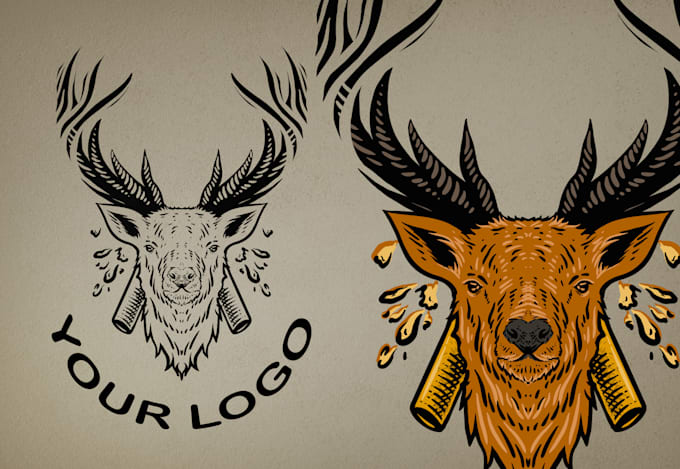 make animal logo with hand drawn illustration design