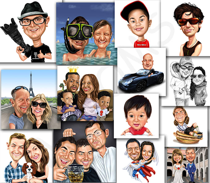 draw digital caricature portraits from photos