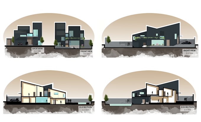 Render architectural 2d plan section elevation in photoshop by ...