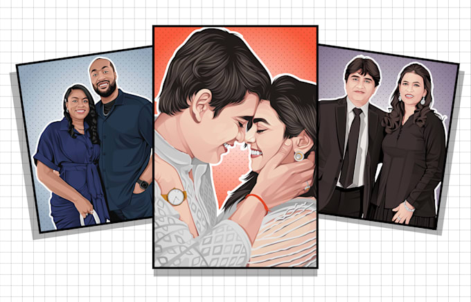 turn your single, couple, family photo into a vector portrait