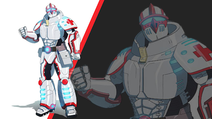 draw amazing character mecha robot illustration
