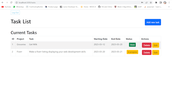 create a full stack web application for your needs