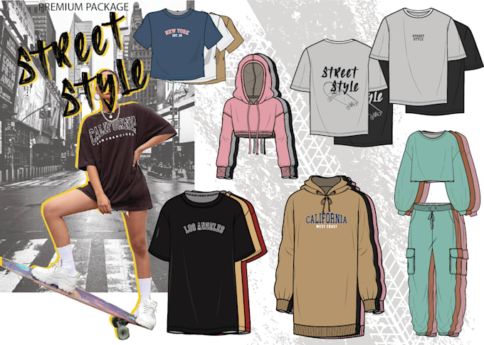do fashion technical flat sketches and range boards