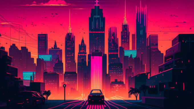 Create retrowave synthwave art using midjourney or dalle 2 by ...