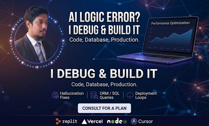 fix ai code bugs, debug and complete full stack business app
