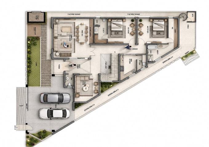 2d floor render plan