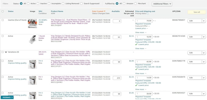 create amazon product listing and variation listing via flat file