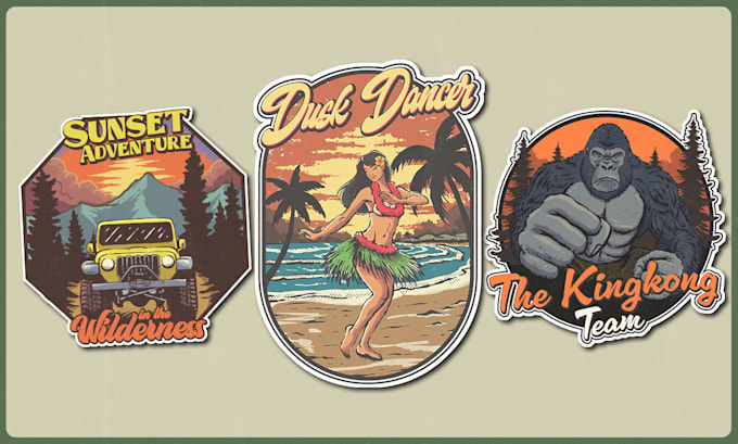 design custom vintage retro badge logo for sticker and patch