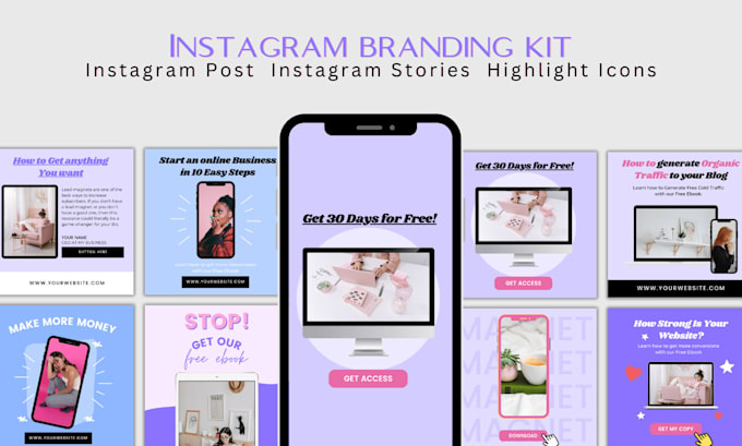 Design professional instagram branding kit and editable canva templates ...