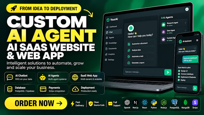 build ai website, ai mobile app, full stack website development