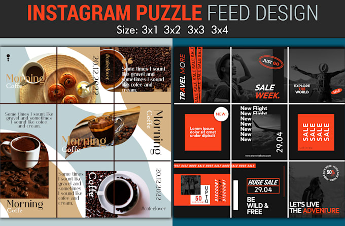 modern instagram carousel design puzzle feed design