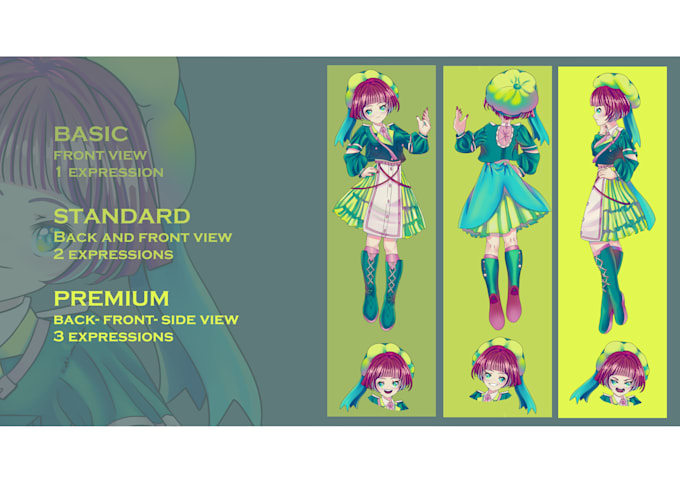 draw anime character sheet for you
