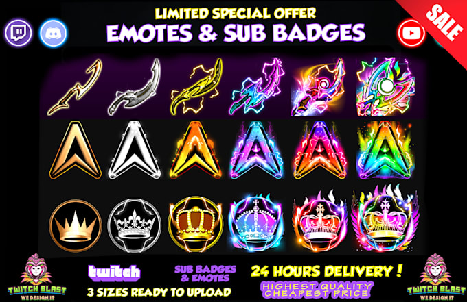 create awesome custom twitch sub badges, emotes