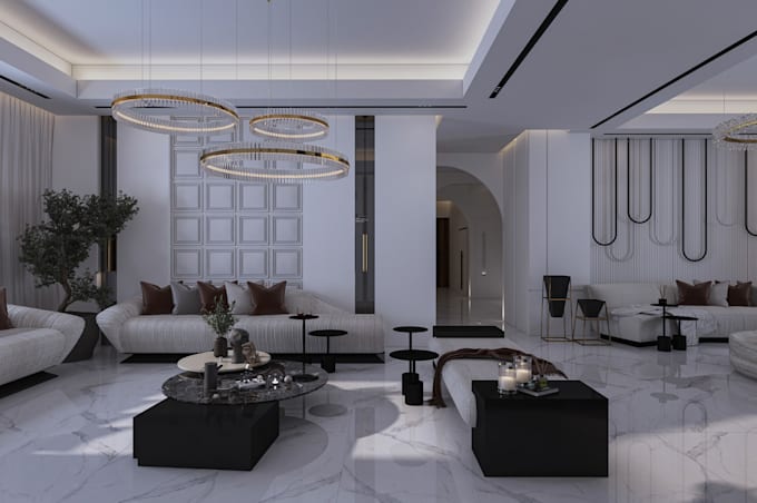 design highly realistic interior design 3d render
