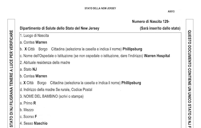 translate your english vital records to italian