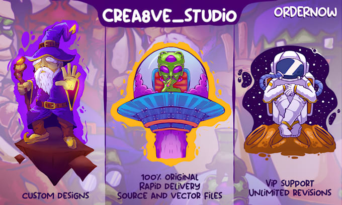 draw a playful illustration merch or business