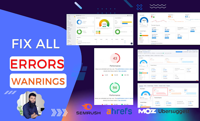 fix all errors, warnings of semrush, ahref, ubersuggest issues and technical SEO