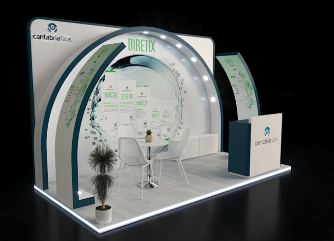 do realistic 3d modeling rendering of exhibition stand
