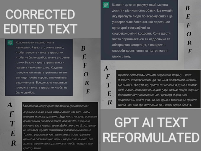 proofread, edit, rewrite your ukrainian and russian text