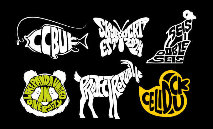 make typography animal logo with hand drawn tshirt design