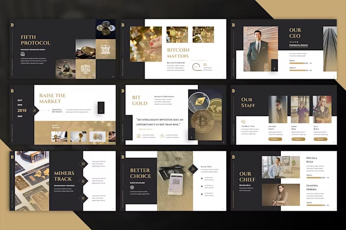 design impressive crypto, blockchain, nft and bitcoin powerpoint presentation