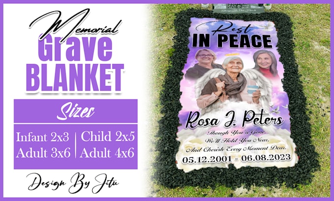 customize memorial grave blanket, banner, and  tshirt