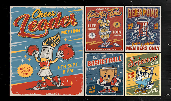 design vintage and retro poster, flyer, sticker, and banner