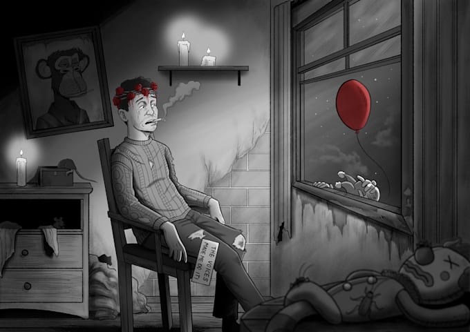 draw for you creepy scenes, illustration