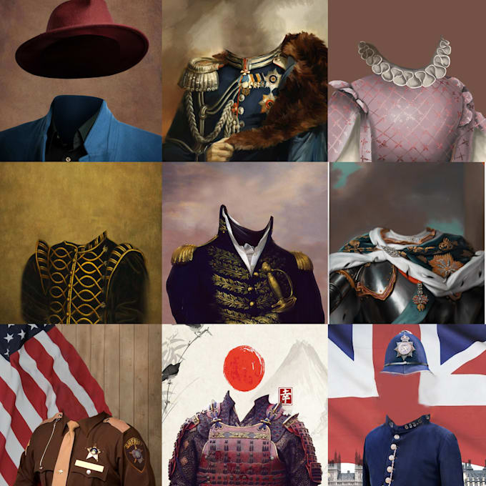 Deliver high resolution historical royal pet portrait templates by