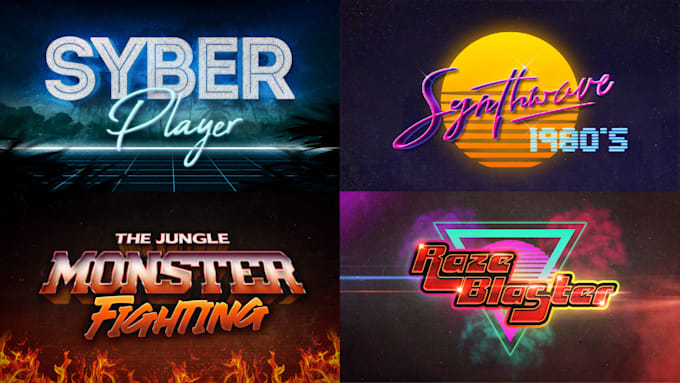 create unique chillwave 80s logo designs with neon effect