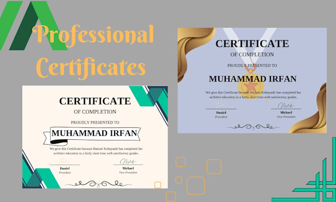 create certificate design, custom diploma, award certificate