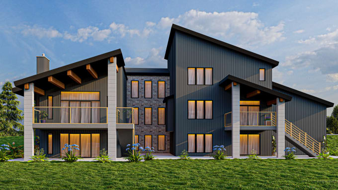 do house 3d exterior design,sketchup modelling, 3d rendering