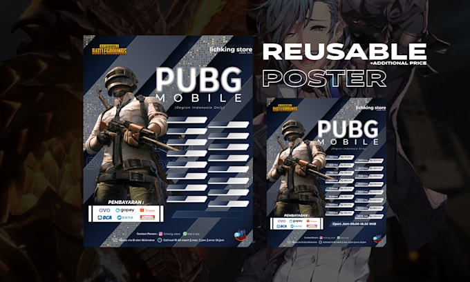 design cool pricelist for games top up