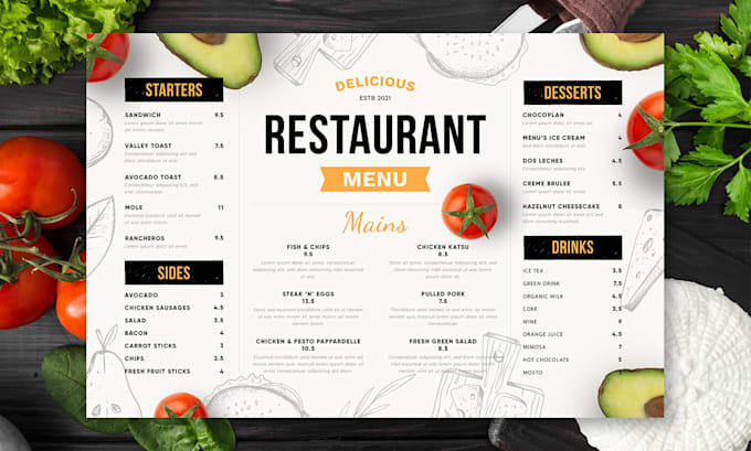 Create a restaurant food menu design within 24 hours by Bismakaniz | Fiverr