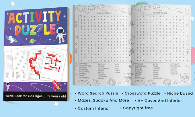 design crossword puzzle and word search activity book for amazon kdp