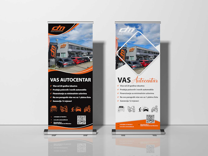 design professional roll up banner, signage, or standee