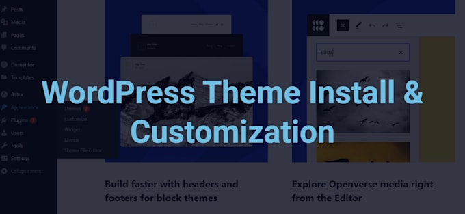 install wordpress, theme customization and demo import, redesign, copy website